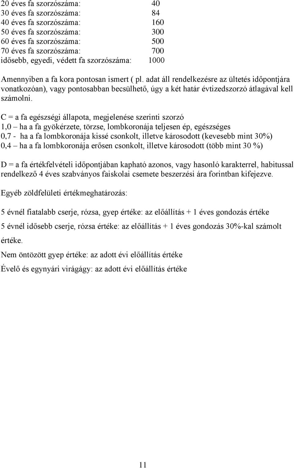 adat áll rendelkezésre az ültetés időpontjára vonatkozóan), vagy pontosabban becsülhető, úgy a két határ évtizedszorzó átlagával kell számolni.