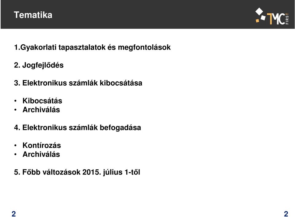 Elektronikus számlák kibocsátása Kibocsátás Archiválás