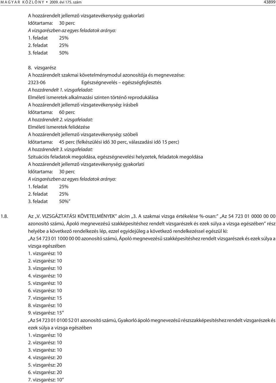 vizsgafeladat: Elméleti ismeretek alkalmazási szinten történõ reprodukálása A hozzárendelt jellemzõ vizsgatevékenység: írásbeli Idõtartama: 60 perc A hozzárendelt 2.