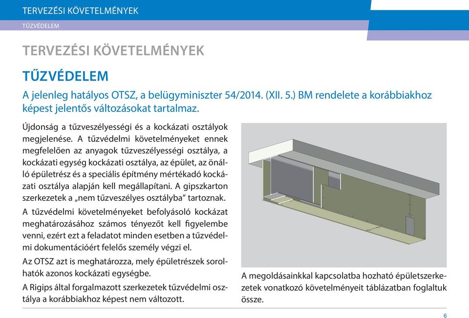 A tűzvédelmi követelményeket ennek megfelelően az anyagok tűzveszélyességi osztálya, a kockázati egység kockázati osztálya, az épület, az önálló épületrész és a speciális építmény mértékadó kockázati