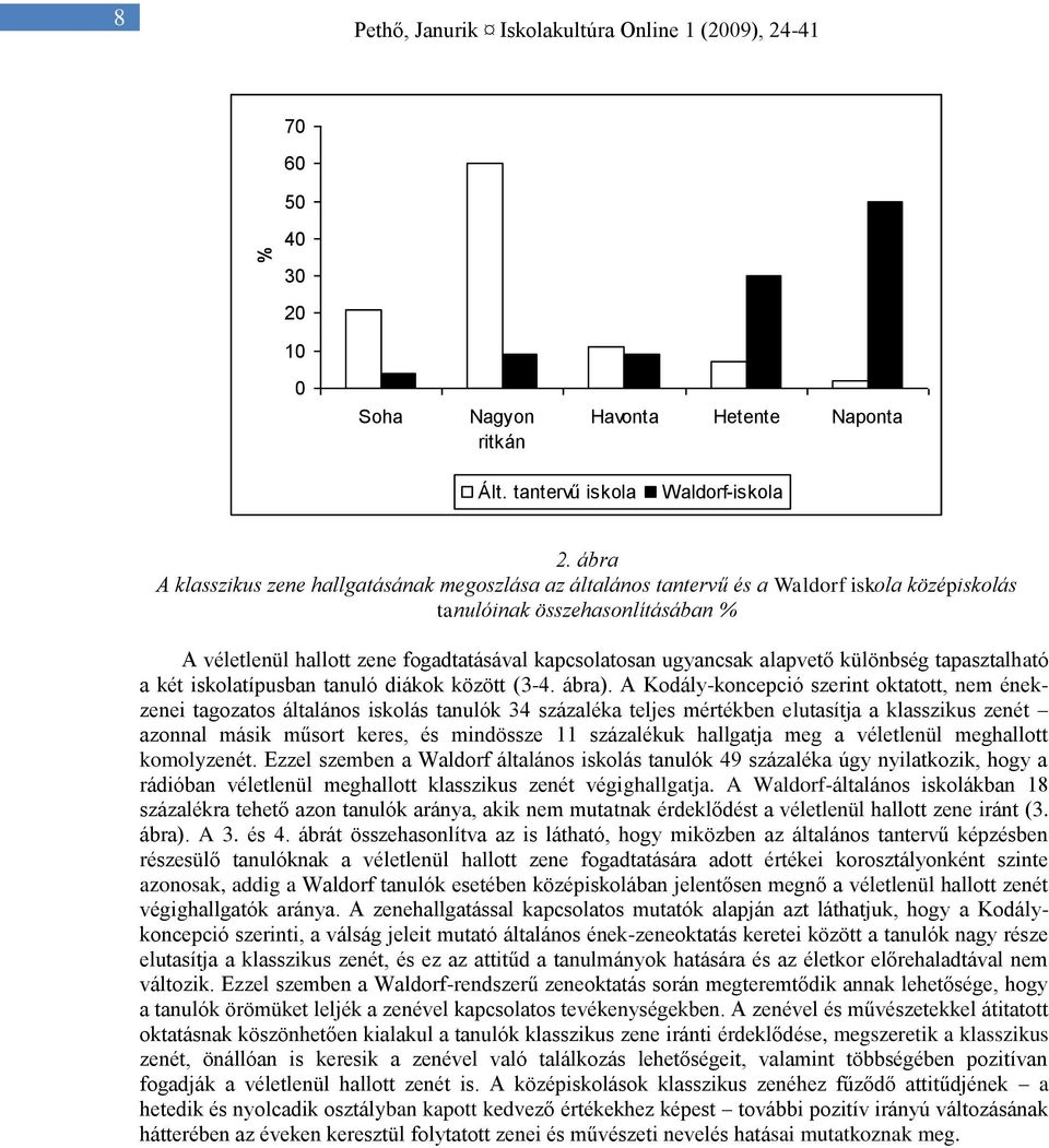 ugyancsak alapvető különbség tapasztalható a két iskolatípusban tanuló diákok között (3-4. ábra).