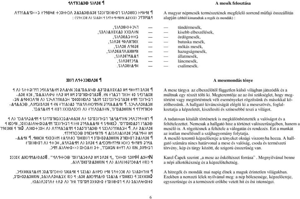 wésemila' * A mesék felosztása A magyar népmesék természetének megfelelő sorrend műfaji összeállítás alapján (ebből kimaradtak a regék és mondák) : tündérmesék, kisebb elbeszélések, ördögmesék,