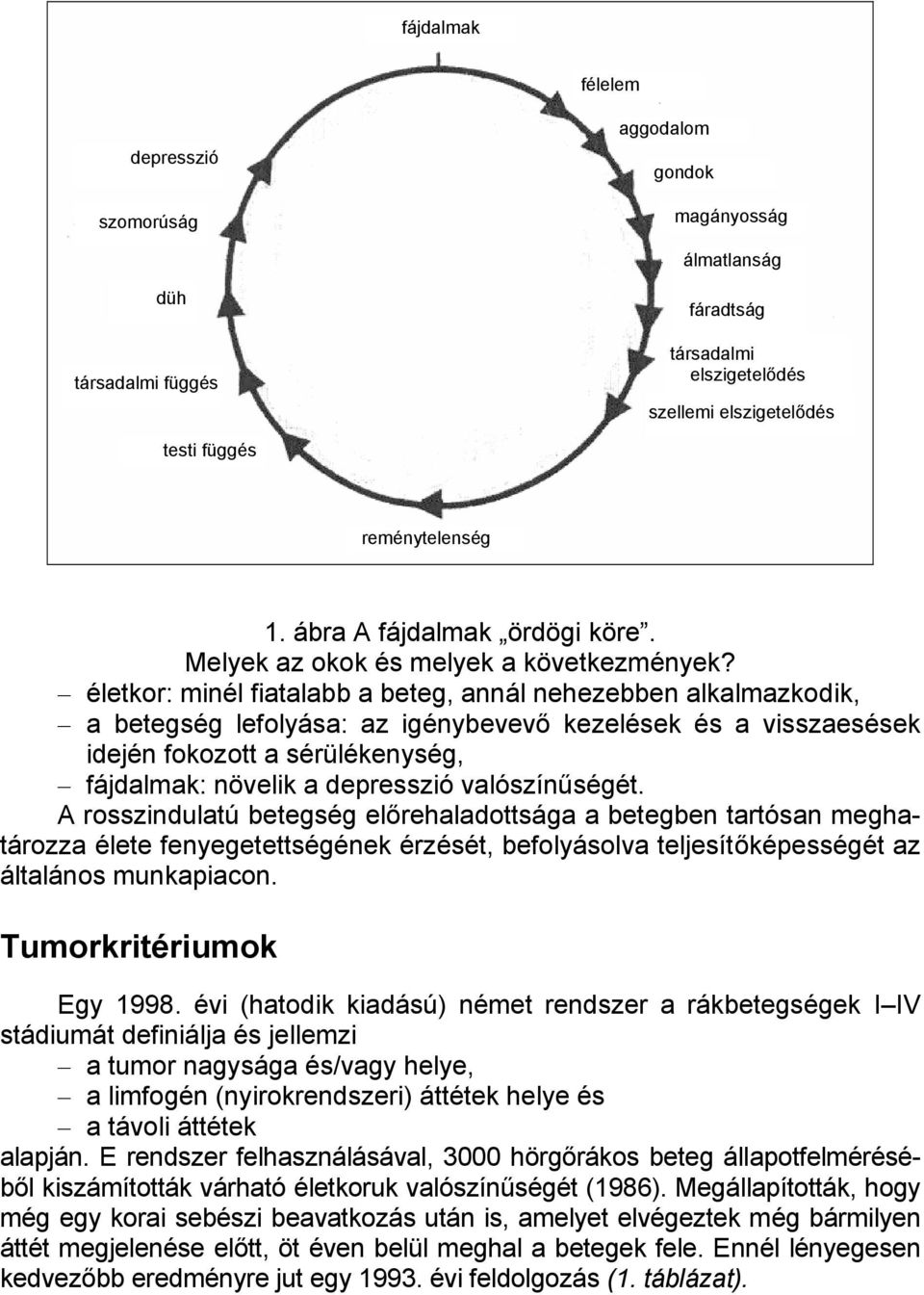 életkor: minél fiatalabb a beteg, annál nehezebben alkalmazkodik, a betegség lefolyása: az igénybevevő kezelések és a visszaesések idején fokozott a sérülékenység, fájdalmak: növelik a depresszió