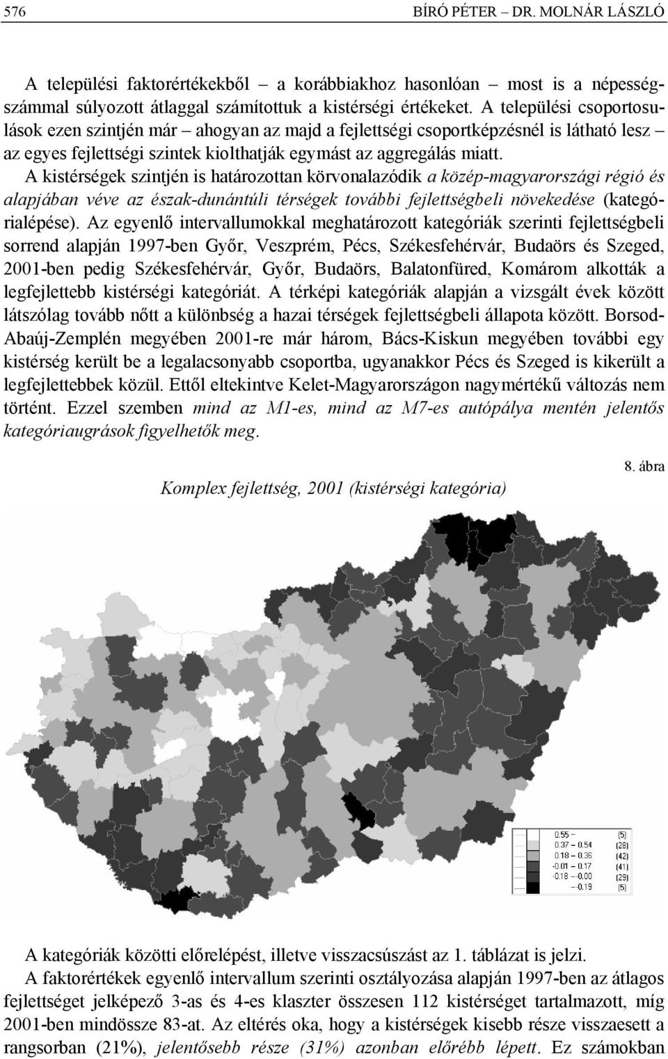 A kistérségek szintjén is határozottan körvonalazódik a közép-magyarországi régió és alapjában véve az észak-dunántúli térségek további fejlettségbeli növekedése (kategórialépése).