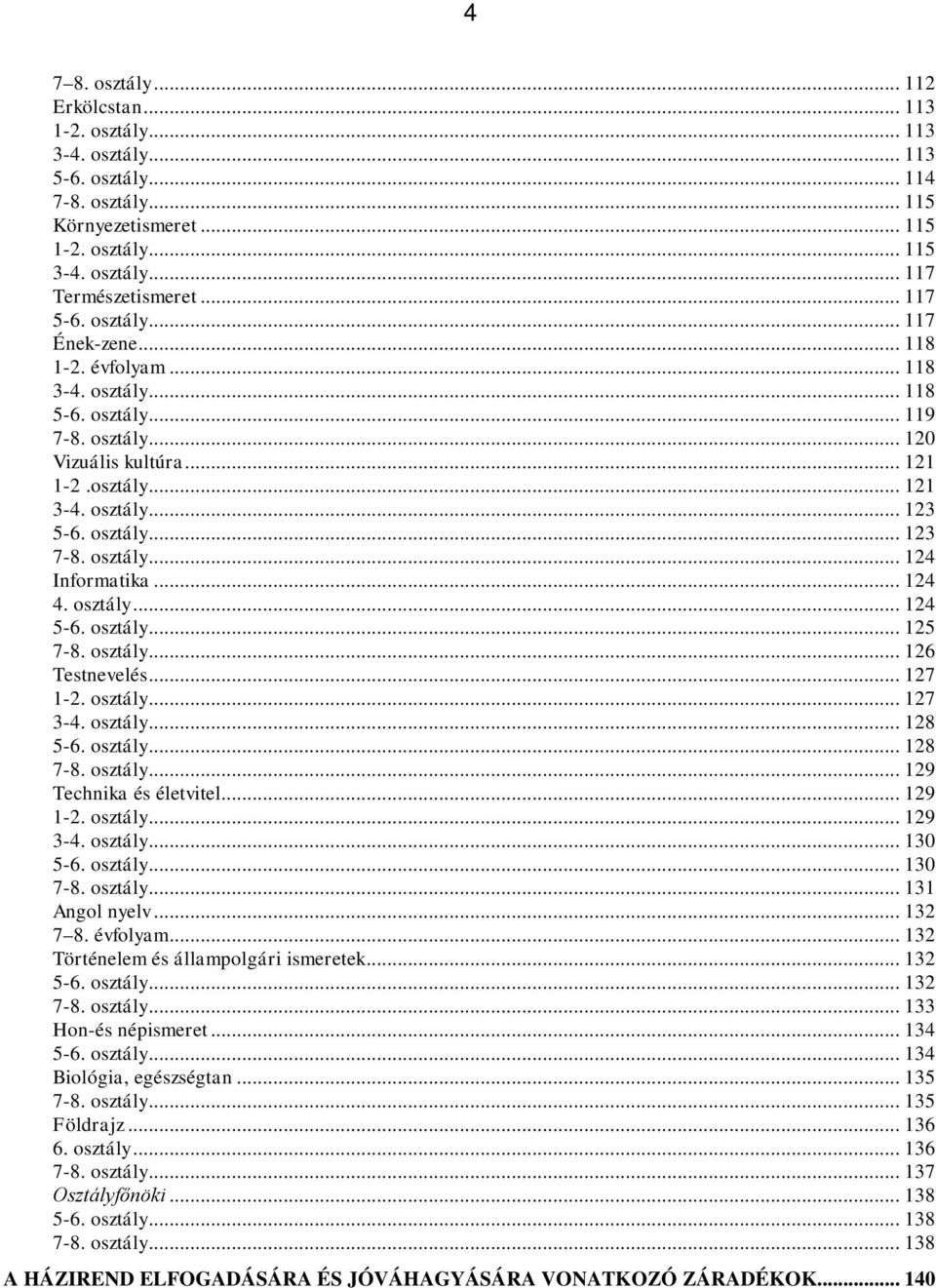 osztály... 123 7-8. osztály... 124 Informatika... 124 4. osztály... 124 5-6. osztály... 125 7-8. osztály... 126 Testnevelés... 127 1-2. osztály... 127 3-4. osztály... 128 5-6. osztály... 128 7-8.