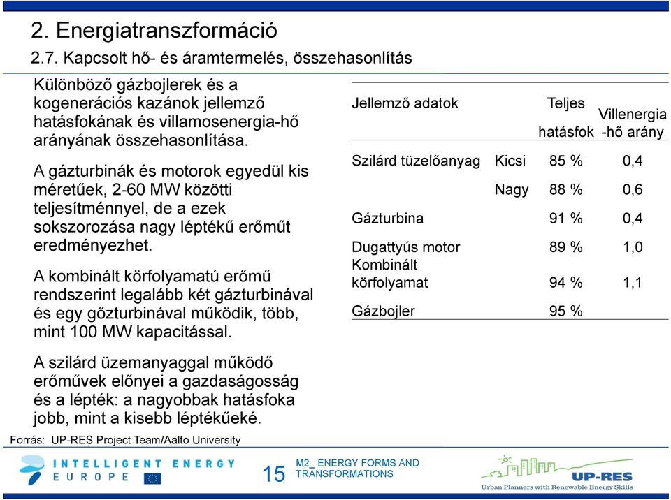 A kombinált körfolyamatú erőmű rendszerint legalább két gázturbinával és egy gőzturbinával működik, több, mint 100 MW kapacitással.