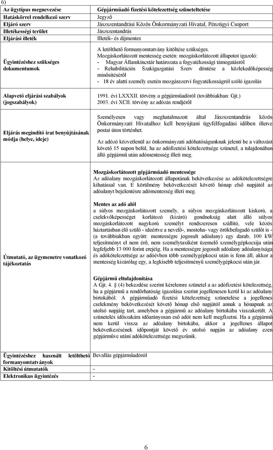 Mozgáskorlátozott mentesség esetén: mozgáskorlátozott állapotot igazoló: - Magyar Államkincstár határozata a fogyatékossági támogatásról - Rehabilitációs Szakigazgatási Szerv döntése a