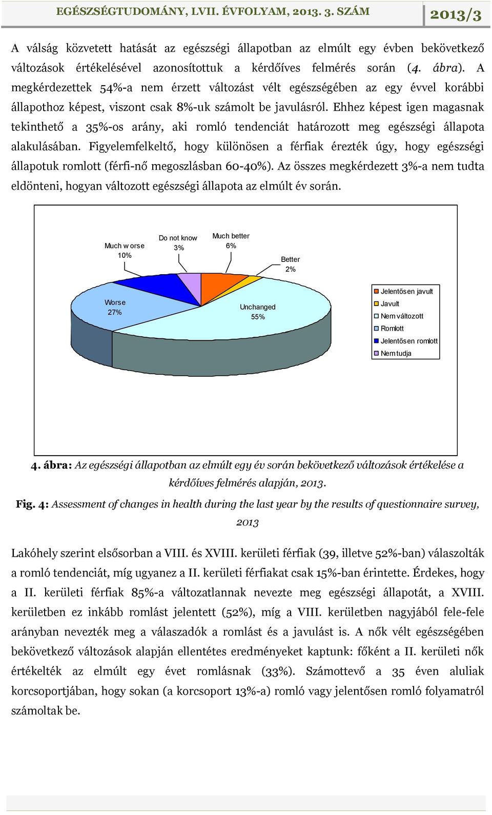 Ehhez képest igen magasnak tekinthető a 35%-os arány, aki romló tendenciát határozott meg egészségi állapota alakulásában.