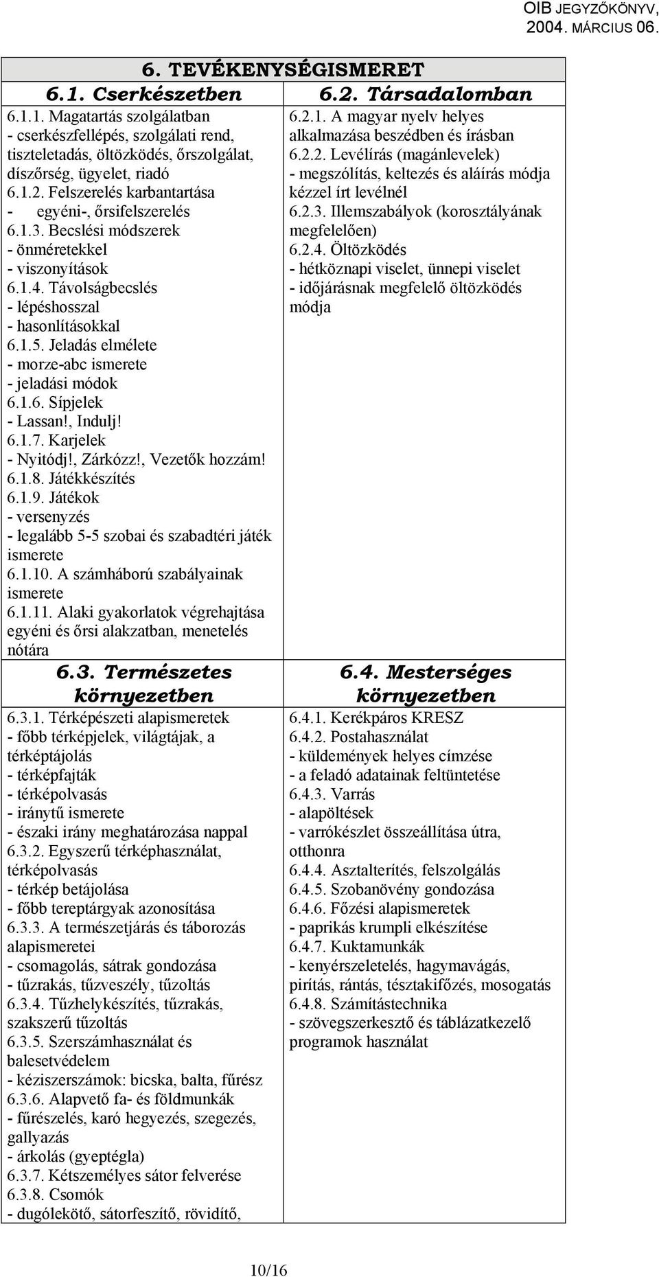 Illemszabályok (korosztályának 6.1.3. Becslési módszerek - önméretekkel - viszonyítások 6.1.4.