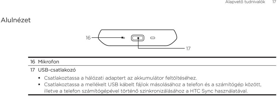 Csatlakoztassa a mellékelt USB kábelt fájlok másolásához a telefon és a