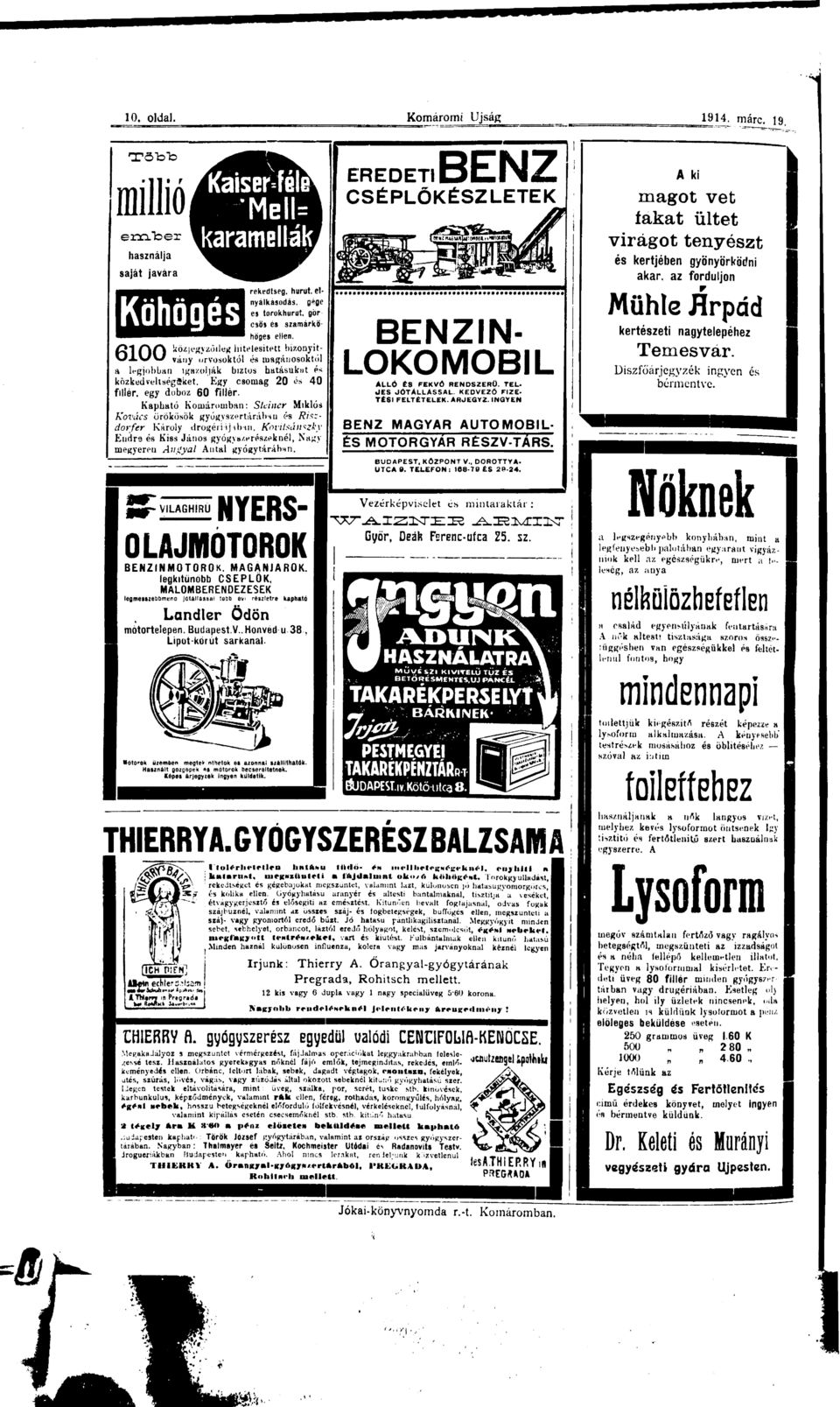 MAGÁNJA RÜK legkitűnőbb CSEPLOK. MALOMBERENDEZESEK legmesszebbmenő Jótállássl több evi részletre kphtó Lndler Ödön mótortelepen. Budpest.V.. Honved u 38, Lipot-körút srkánál.