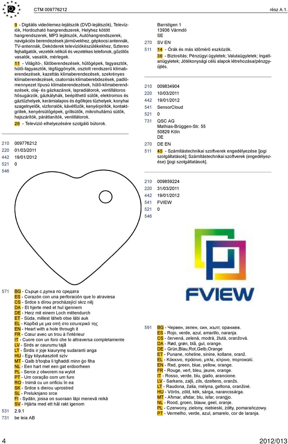 9 - Digitális videólemez-lejátszók (DVD-lejátszók), Televíziók, Hordozható hangrendszerek, Helyhez kötött hangrendszerek, MP3 lejátszók, Autóhangrendszerek, navigációs berendezések járművekhez,