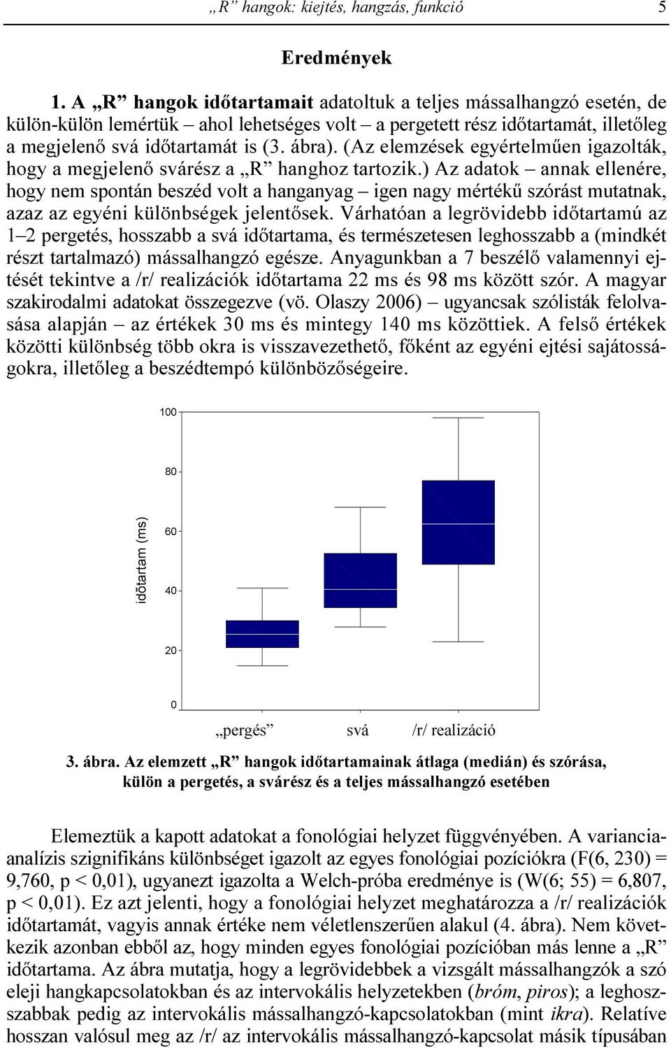 (Az elemzések egyértelmően igazolták, hogy a megjelenı svárész a R hanghoz tartozik.