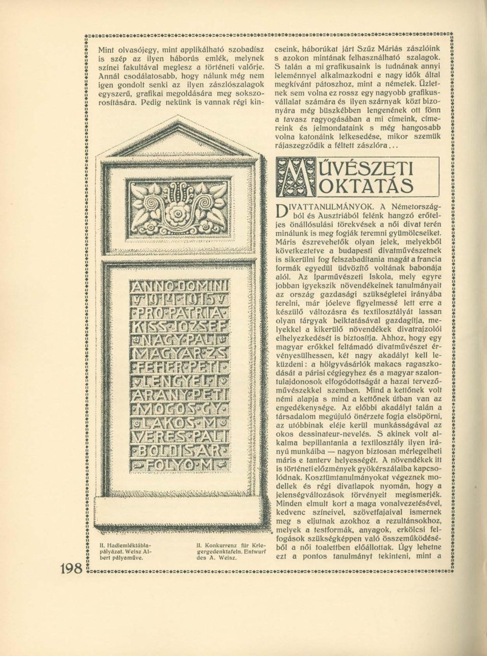 Pedig nekünk is vannak régi kinmtimmmm fhffkfjxflst 'El ÎKMB1 wsmm mmmms mmwsmm ilmisiè isgbkqhm mmamm II. Hadiemléktáblapályázat. Weisz Albert pályaműve. II. Konkurrenz für Krlegergedenktafeln.