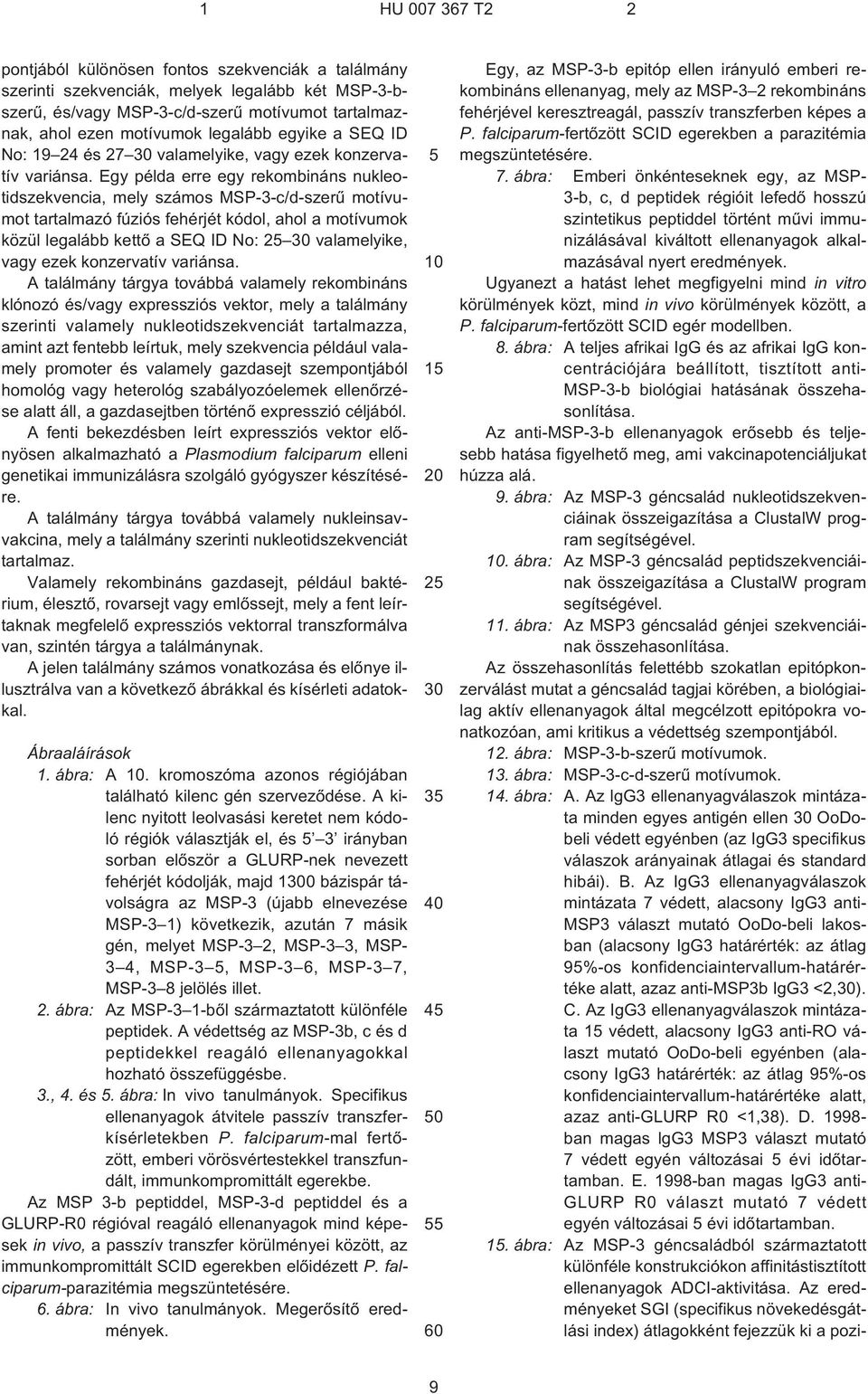 Egy példa erre egy rekombináns nukleotidszekvencia, mely számos MSP-3-c/d¹szerû motívumot tartalmazó fúziós fehérjét kódol, ahol a motívumok közül legalább kettõ a SEQ ID No: 25 30 valamelyike, vagy