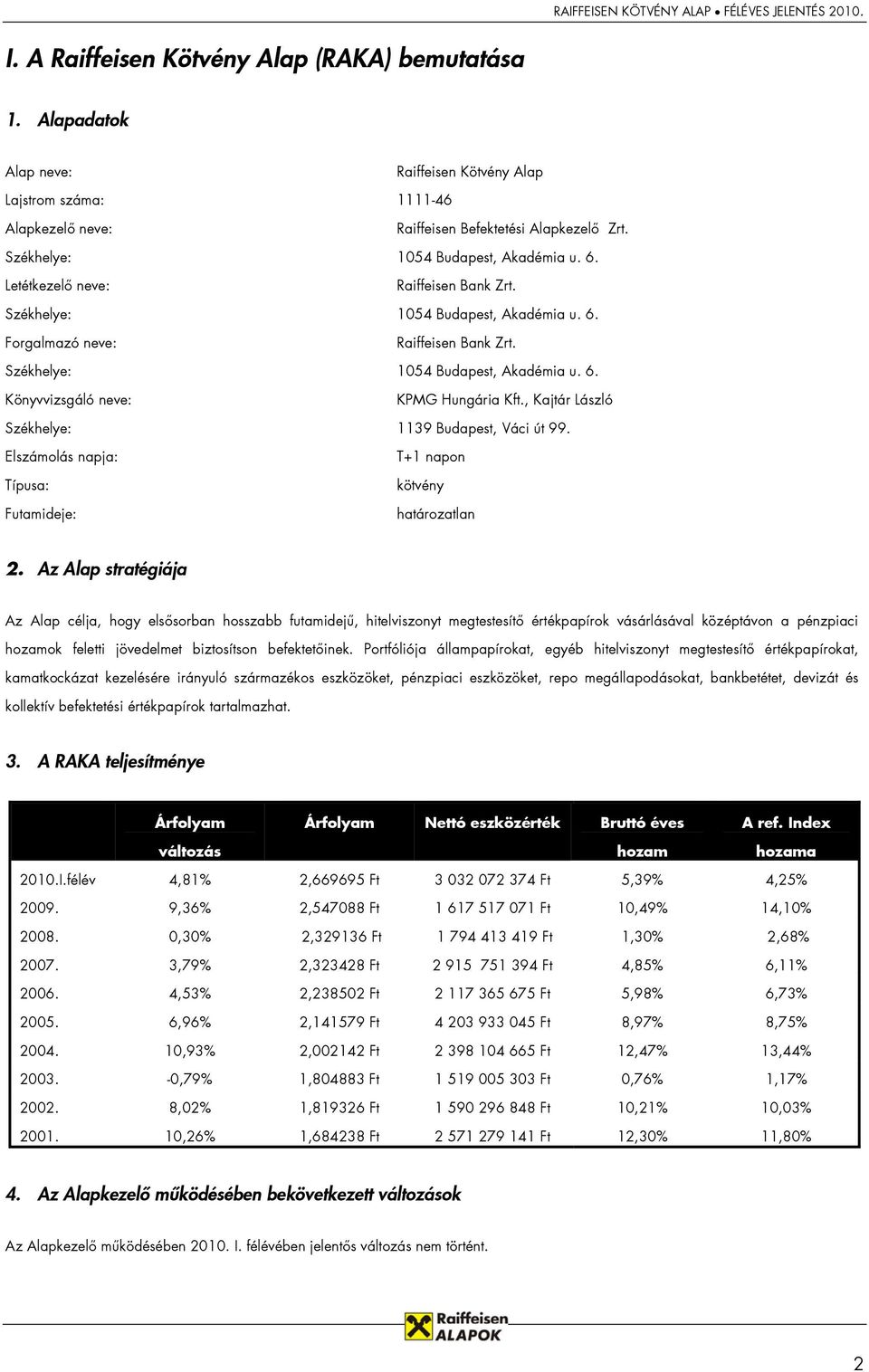 , Kajtár László Székhelye: 1139 Budapest, Váci út 99. Elszámolás napja: Típusa: Futamideje: T+1 napon kötvény határozatlan 2.