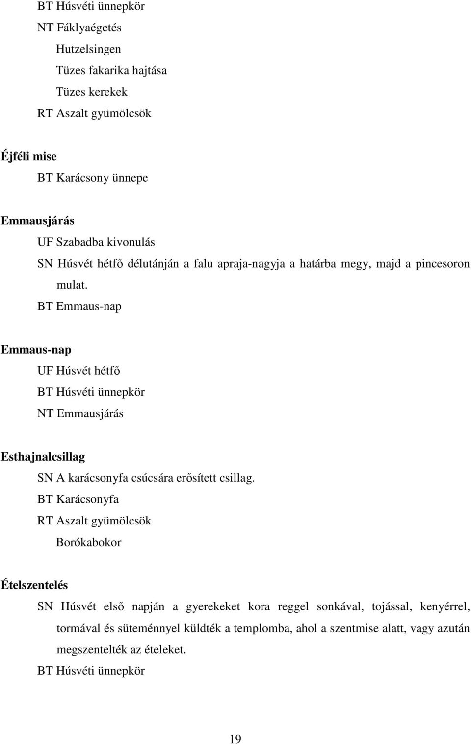 BT Emmaus-nap Emmaus-nap UF Húsvét hétfı BT Húsvéti ünnepkör NT Emmausjárás Esthajnalcsillag SN A karácsonyfa csúcsára erısített csillag.