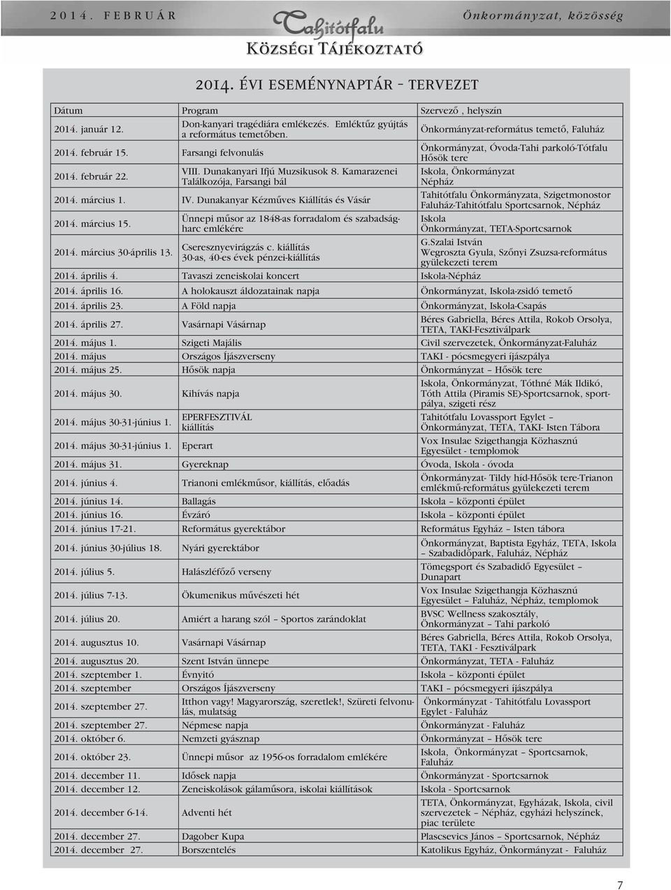 Kamarazenei Találkozója, Farsangi bál Iskola, Önkormányzat Népház 2014. március 1. IV.