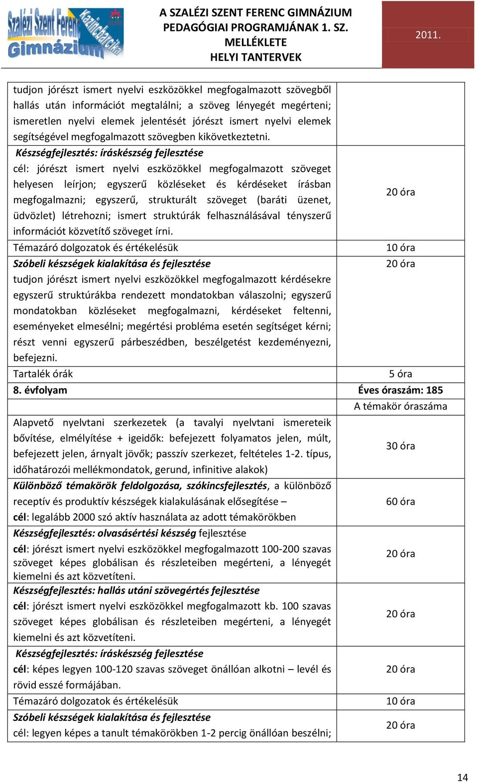 Készségfejlesztés: íráskészség fejlesztése cél: jórészt ismert nyelvi eszközökkel megfogalmazott szöveget helyesen leírjon; egyszerű közléseket és kérdéseket írásban megfogalmazni; egyszerű,