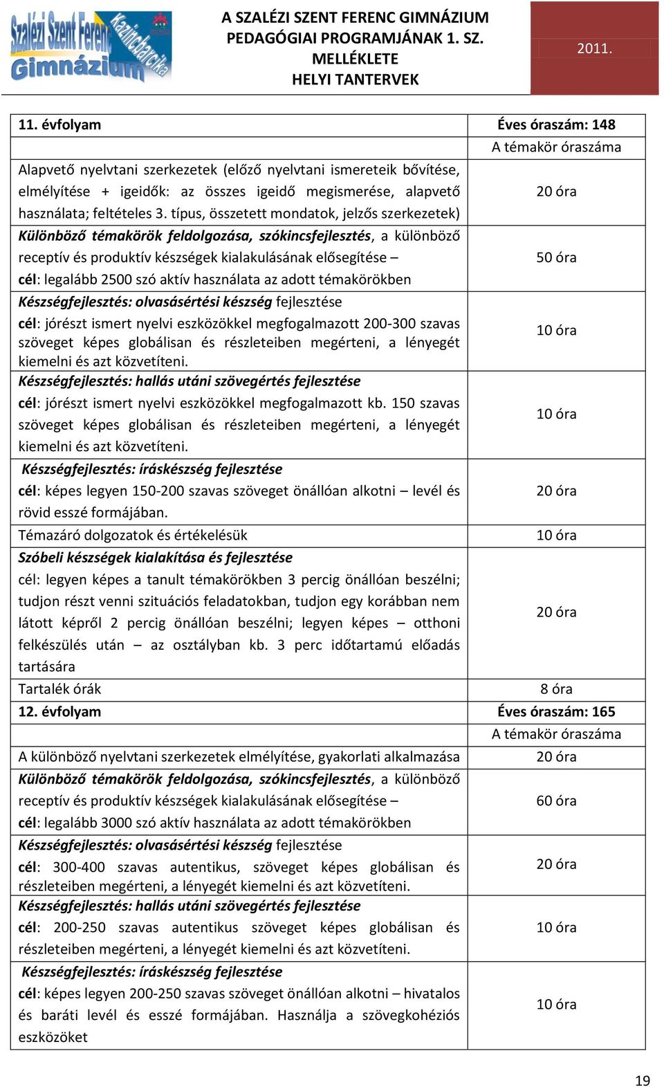 aktív használata az adott témakörökben Készségfejlesztés: olvasásértési készség fejlesztése cél: jórészt ismert nyelvi eszközökkel megfogalmazott 200-300 szavas szöveget képes globálisan és