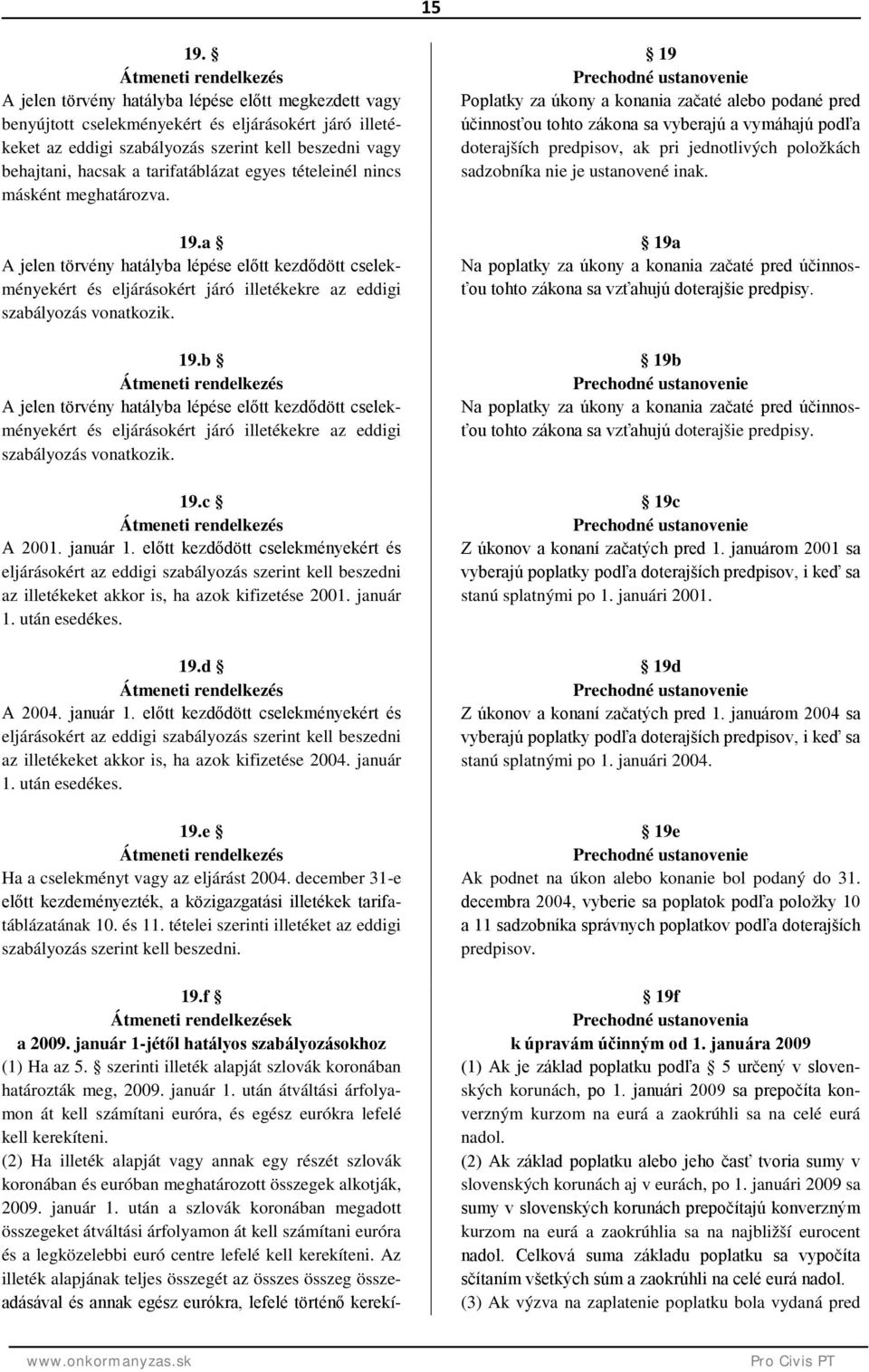 hacsak a tarifatáblázat egyes tételeinél nincs másként meghatározva. 19.