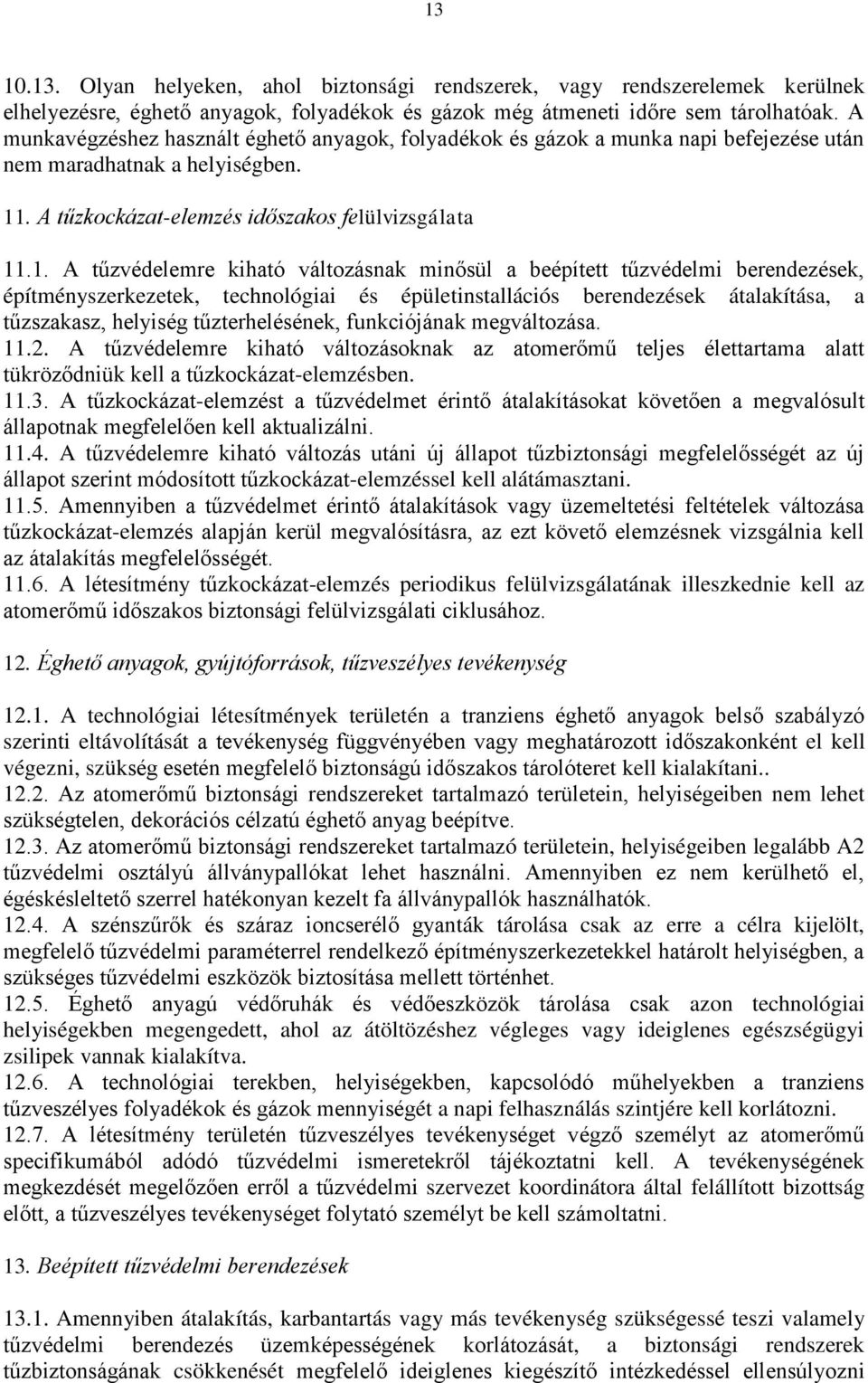 . A tűzkockázat-elemzés időszakos felülvizsgálata 11