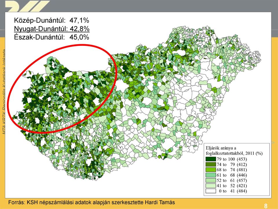 Észak-Dunántúl: 45,0% Forrás: KSH