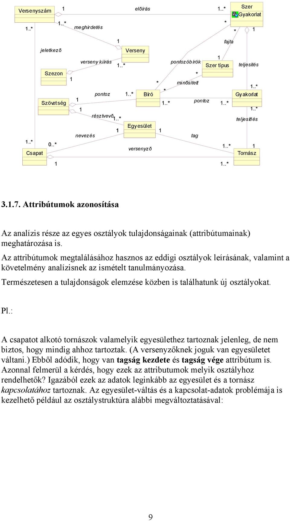 3..7. Attribútumok azonosítása Az analízis része az egyes osztályok tulajdonságainak (attribútumainak) meghatározása is.