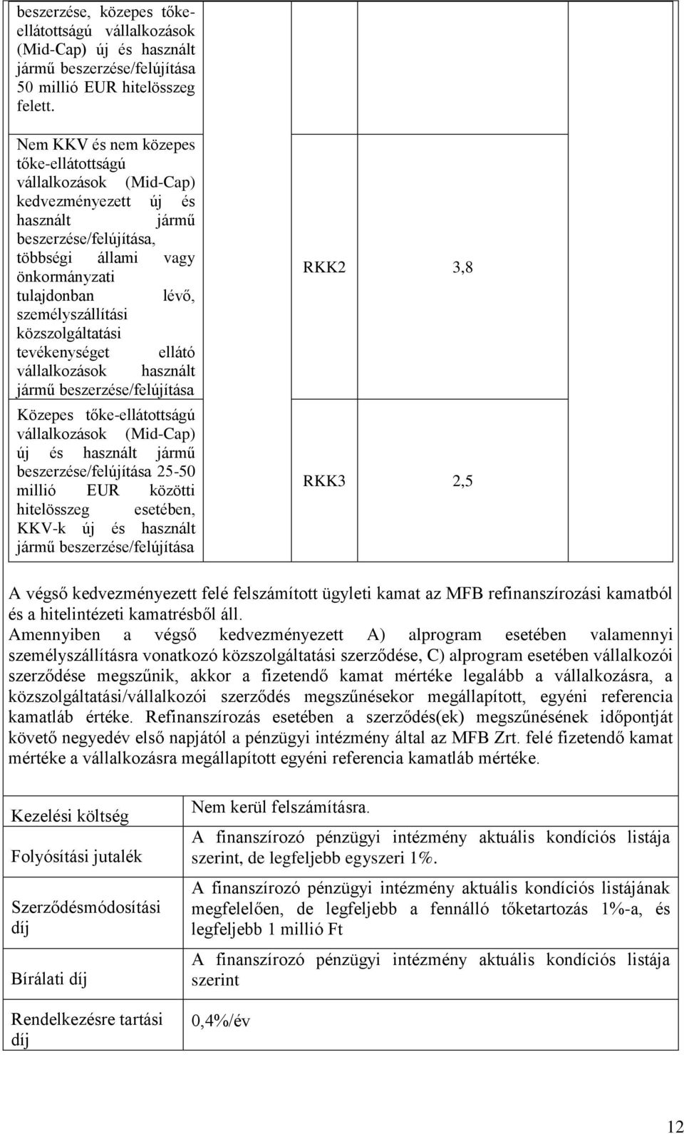 közszolgáltatási tevékenységet ellátó vállalkozások használt jármű beszerzése/felújítása Közepes tőke-ellátottságú vállalkozások (Mid-Cap) új és használt jármű beszerzése/felújítása 25-50 millió EUR