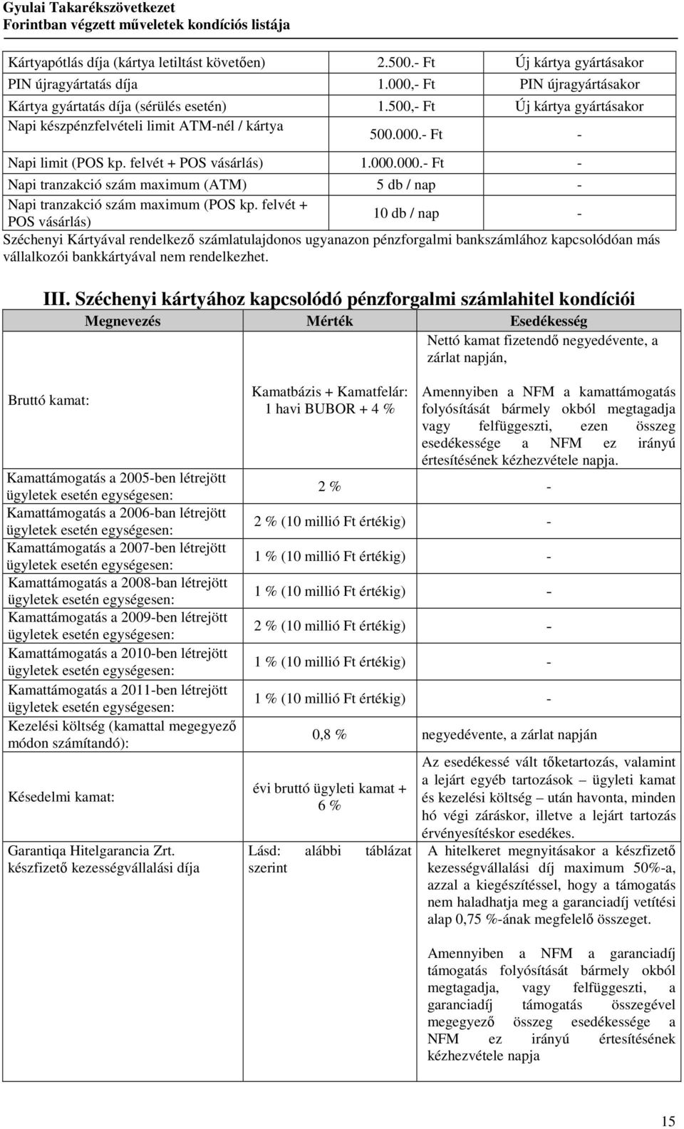 felvét + POS vásárlás) 10 db / nap - Széchenyi Kártyával rendelkezı számlatulajdonos ugyanazon pénzforgalmi bankszámlához kapcsolódóan más vállalkozói bankkártyával nem rendelkezhet. III.