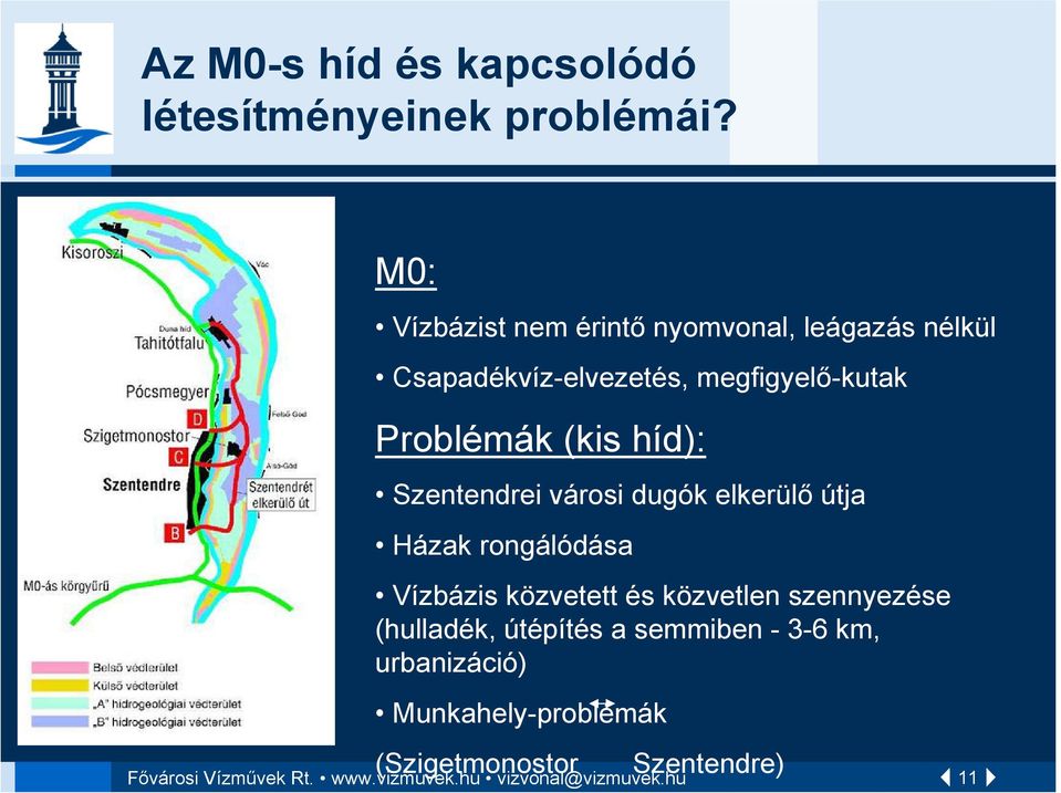 híd): Szentendrei városi dugók elkerülő útja Házak rongálódása Vízbázis közvetett és közvetlen szennyezése