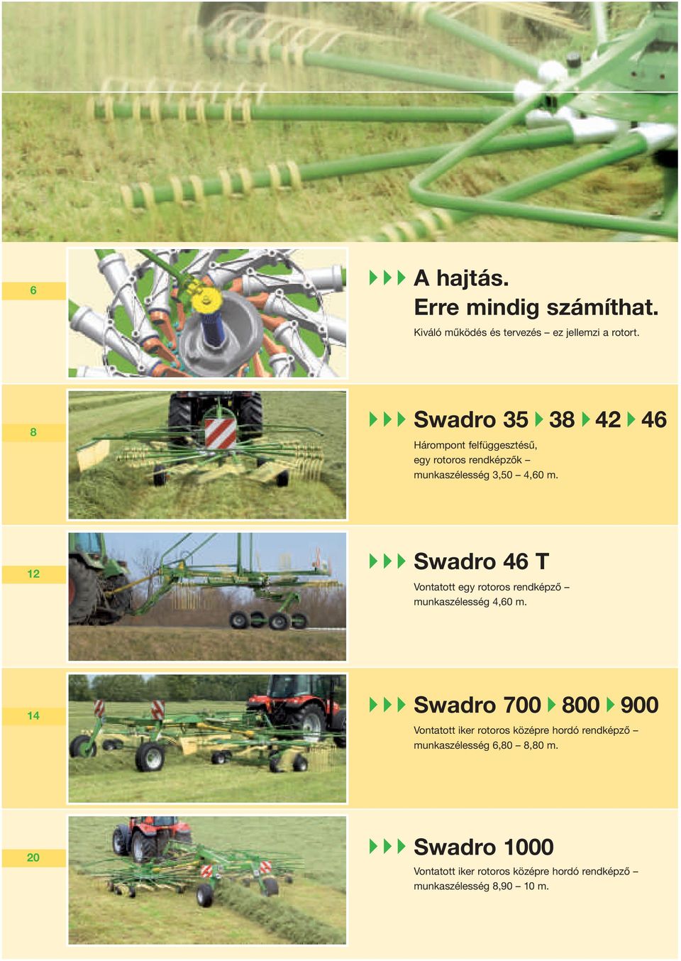 12 Swadro 46 T Vontatott egy rotoros rendképző munkaszélesség 4,60 m.