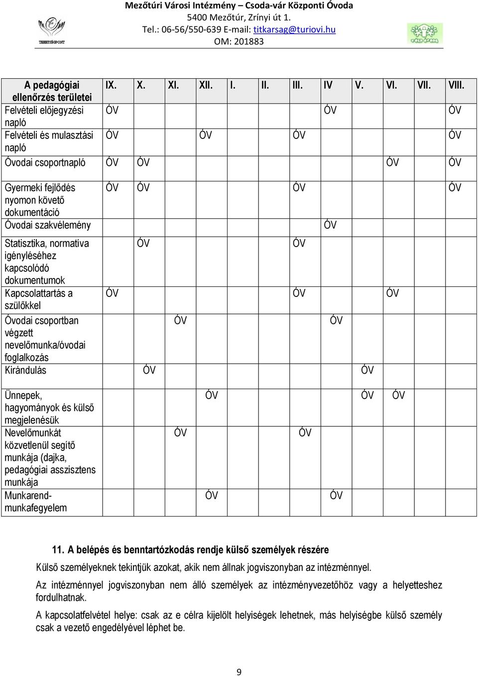 ÓV ÓV ÓV Statisztika, normatíva ÓV ÓV igényléséhez kapcsolódó dokumentumok Kapcsolattartás a ÓV ÓV ÓV szülőkkel Óvodai csoportban ÓV ÓV végzett nevelőmunka/óvodai foglalkozás Kirándulás ÓV ÓV ÓV