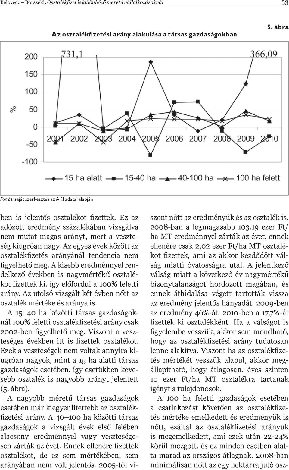 Az egyes évek között az osztalékþ zetés arányánál tendencia nem Þ gyelhet meg. A kisebb eredménnyel rendelkez években is nagymérték osztalékot Þ zettek ki, így el fordul a 100% feletti arány.