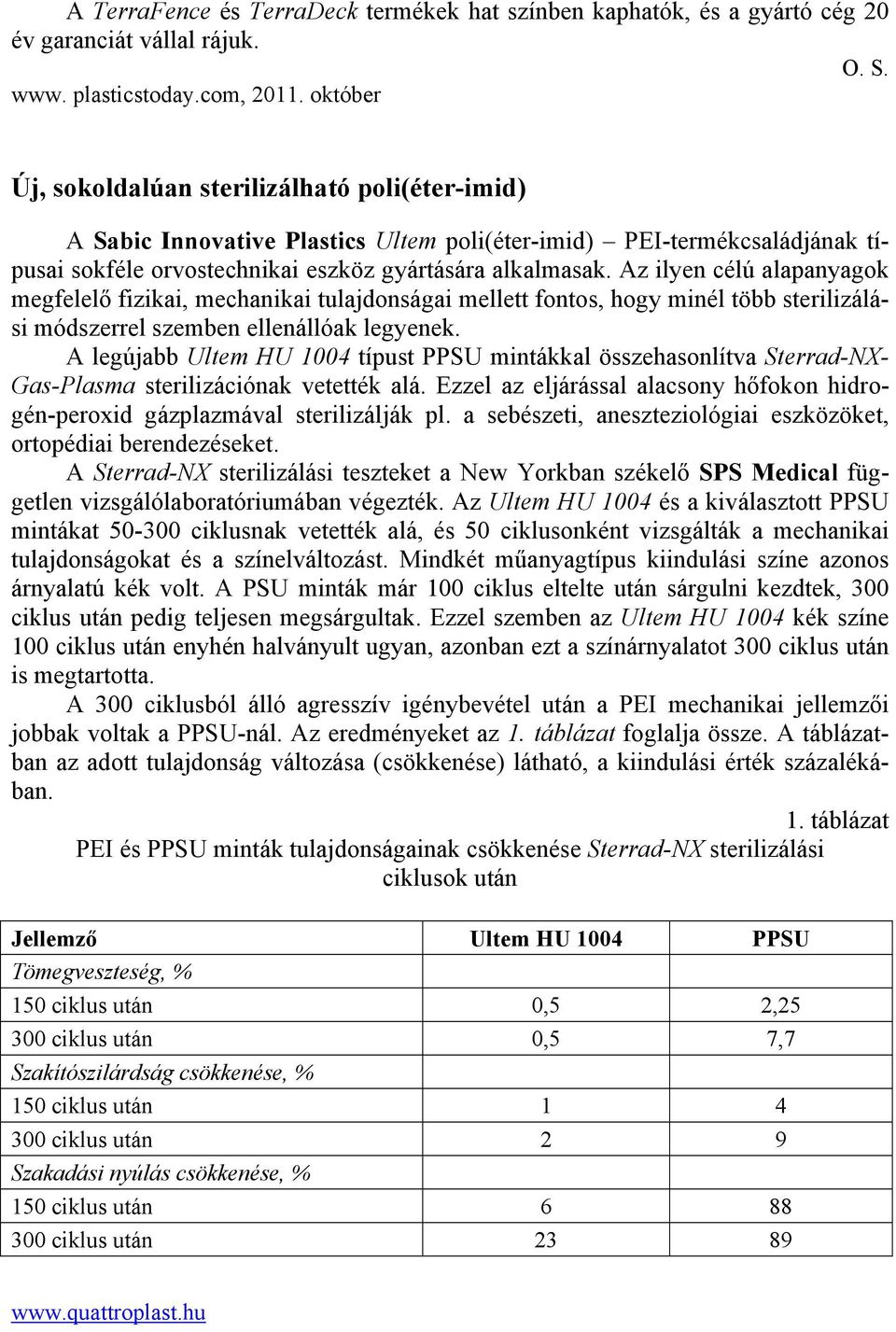 Az ilyen célú alapanyagok megfelelő fizikai, mechanikai tulajdonságai mellett fontos, hogy minél több sterilizálási módszerrel szemben ellenállóak legyenek.