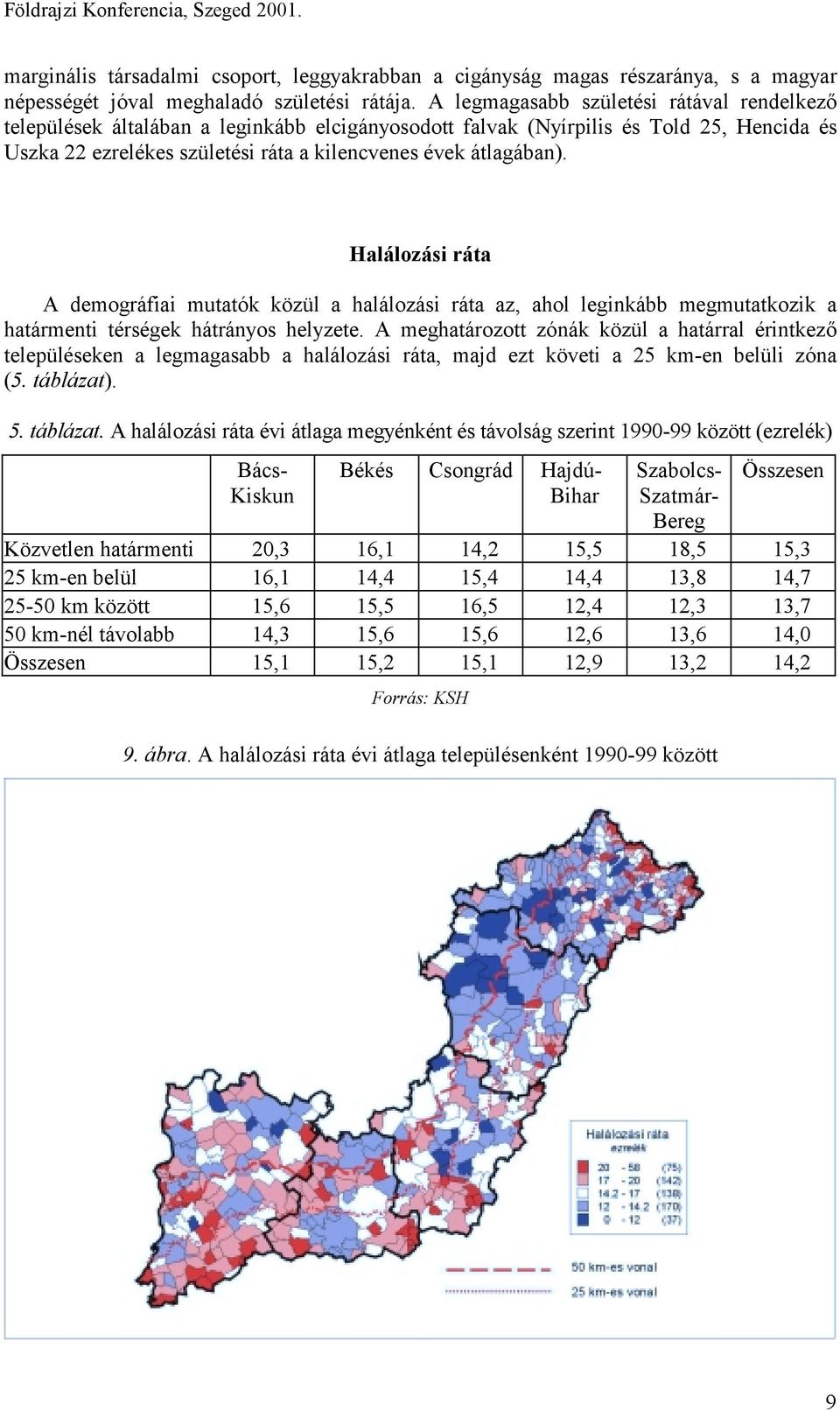 Halálozási ráta A demográfiai mutatók közül a halálozási ráta az, ahol leginkább megmutatkozik a határmenti térségek hátrányos helyzete.