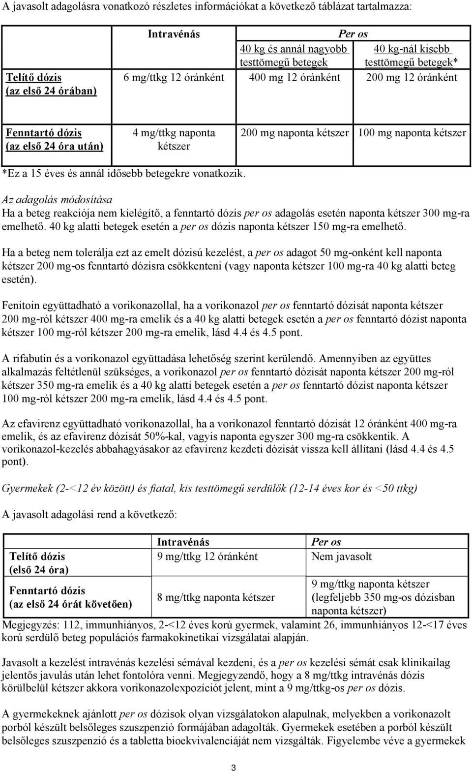 éves és annál idősebb betegekre vonatkozik. Az adagolás módosítása Ha a beteg reakciója nem kielégítő, a fenntartó dózis per os adagolás esetén naponta kétszer 300 mg-ra emelhető.