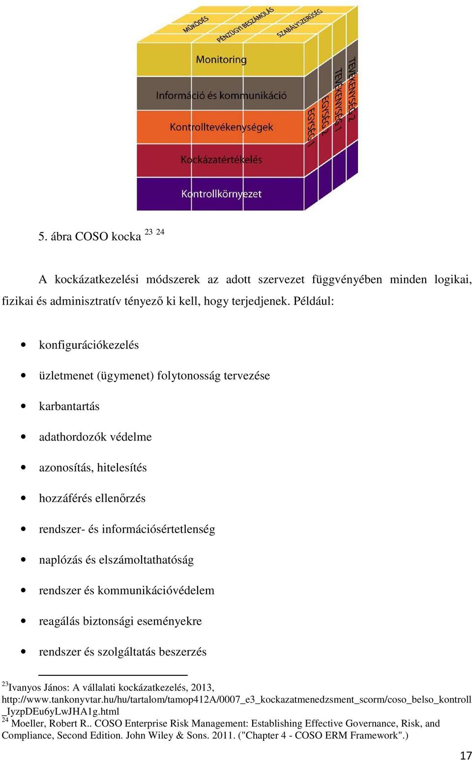 és elszámoltathatóság rendszer és kommunikációvédelem reagálás biztonsági eseményekre rendszer és szolgáltatás beszerzés 23 Ivanyos János: A vállalati kockázatkezelés, 2013, http://www.tankonyvtar.