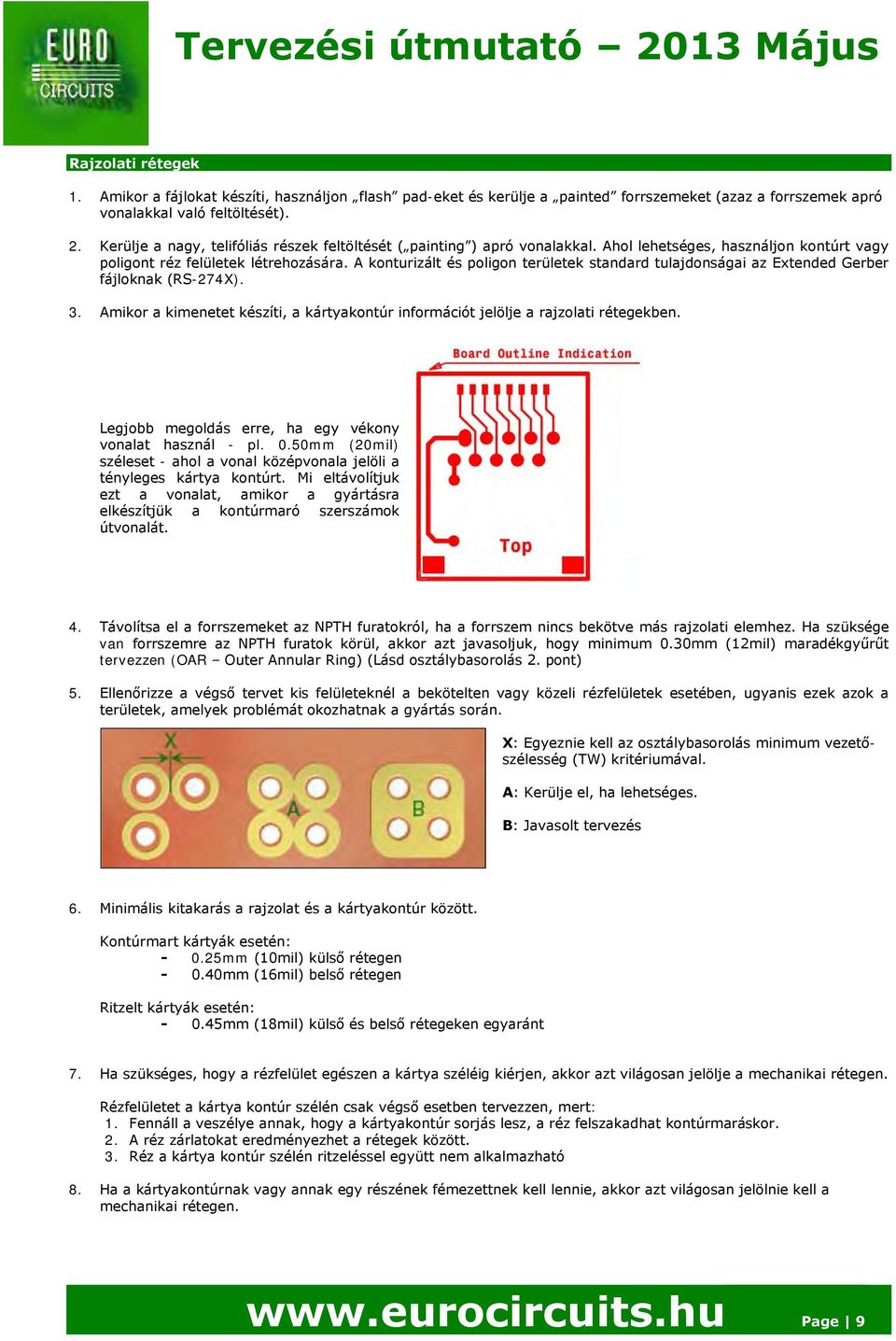 A konturizált és poligon területek standard tulajdonságai az Extended Gerber fájloknak (RS-274X). 3. Amikor a kimenetet készíti, a kártyakontúr információt jelölje a rajzolati rétegekben.