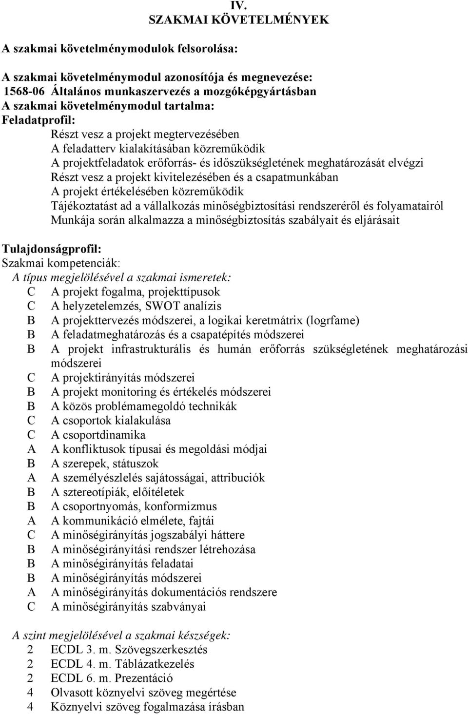 projekt megtervezésében A feladatterv kialakításában közreműködik A projektfeladatok erőforrás- és időszükségletének meghatározását elvégzi Részt vesz a projekt kivitelezésében és a csapatmunkában A