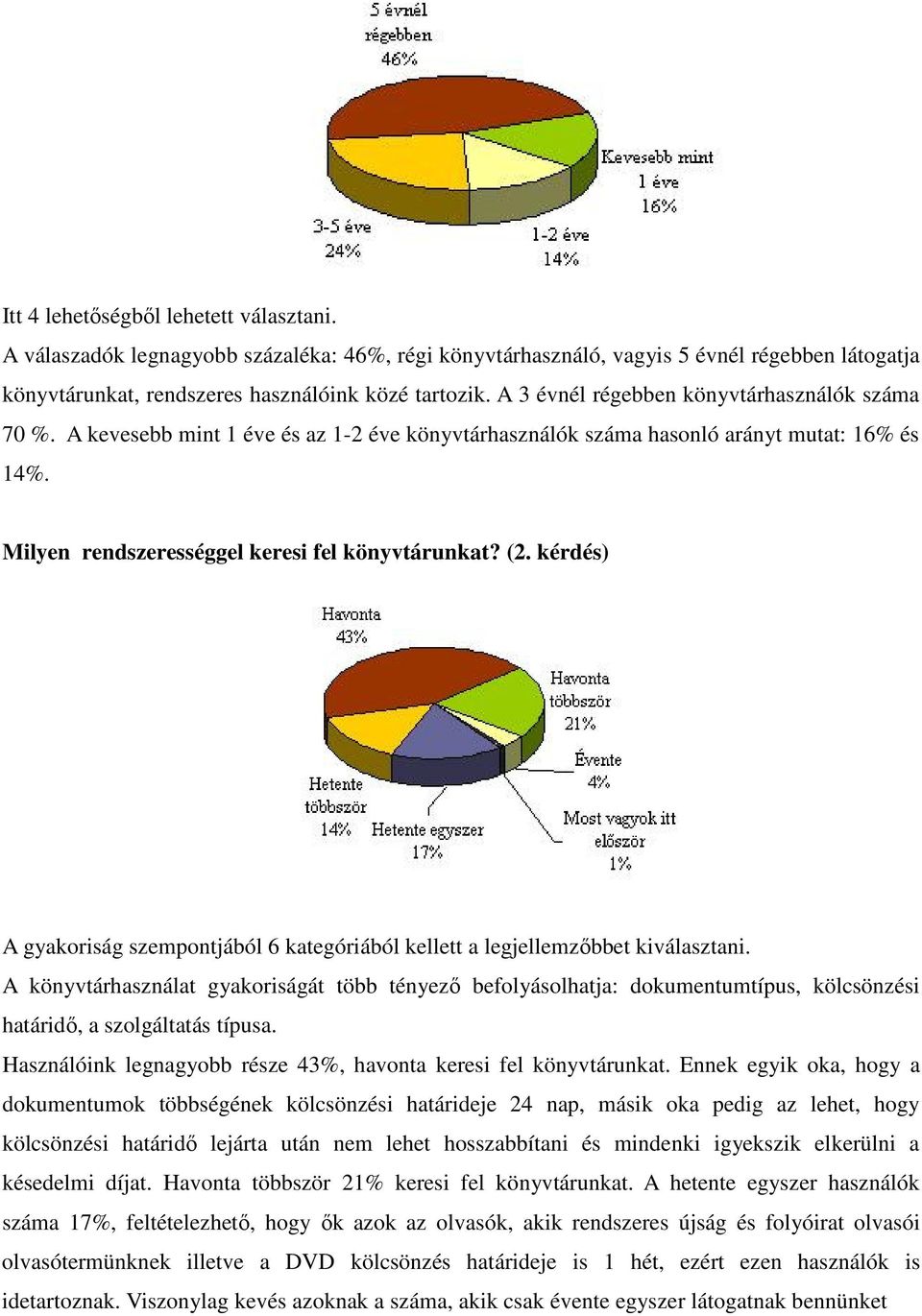 kérdés) A gyakoriság szempontjából 6 kategóriából kellett a legjellemzıbbet kiválasztani.