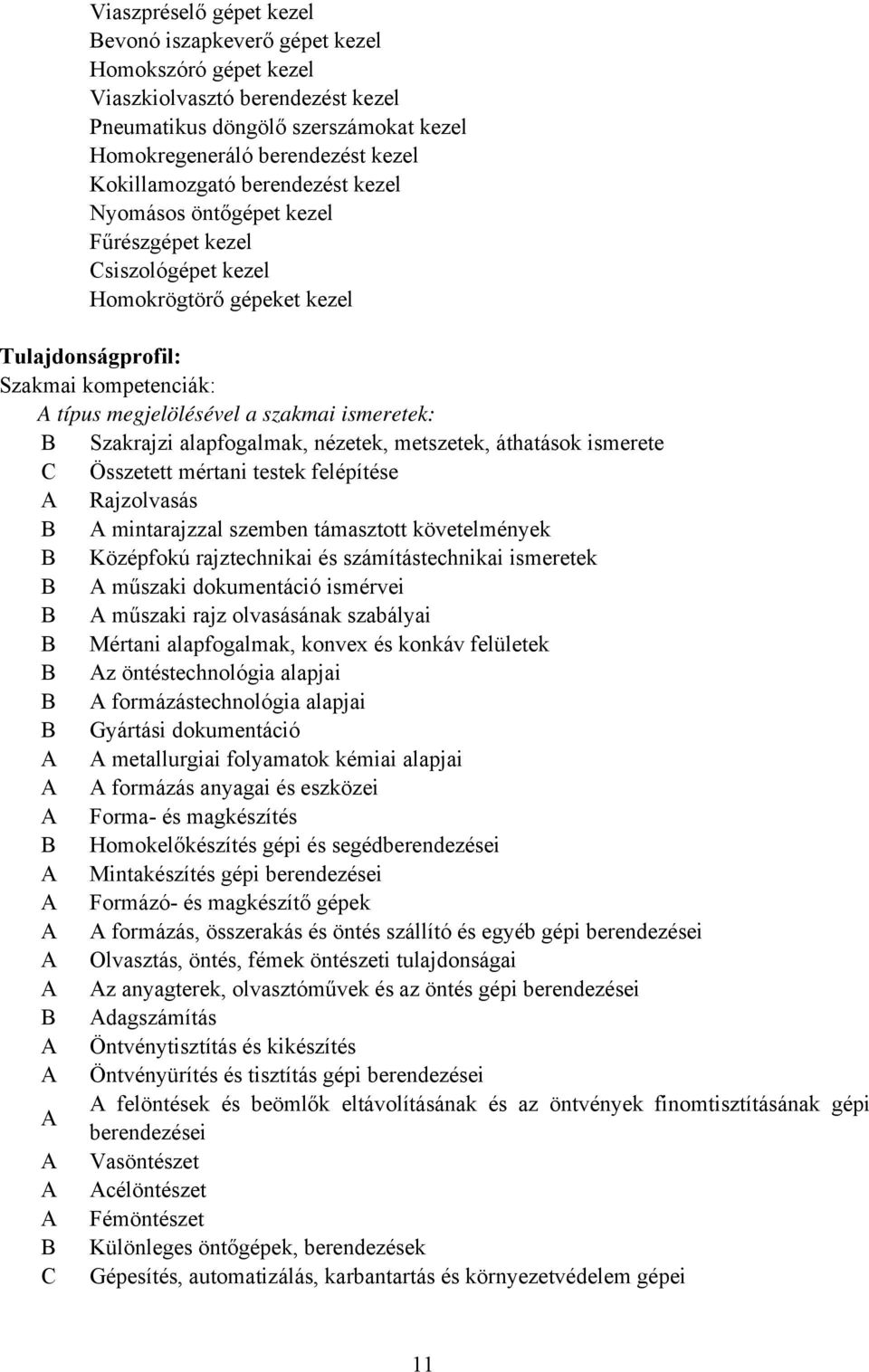 alapfogalmak, nézetek, metszetek, áthatások ismerete Összetett mértani testek felépítése Rajzolvasás mintarajzzal szemben támasztott követelmények Középfokú rajztechnikai és számítástechnikai