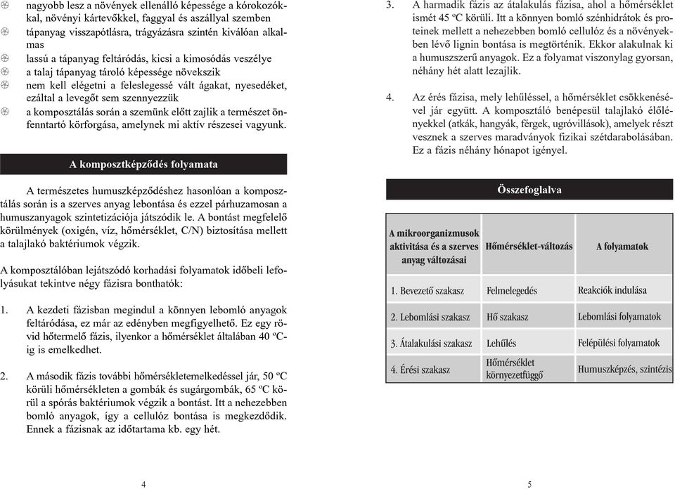 szemünk elõtt zajlik a természet önfenntartó körforgása, amelynek mi aktív részesei vagyunk. A komposztképzõdés folyamata 3.