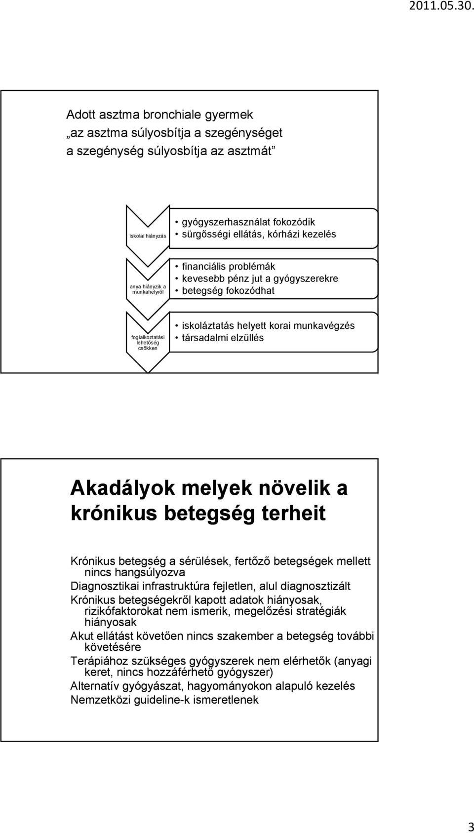 Akadályok melyek növelik a krónikus betegség terheit Krónikus betegség a sérülések, fertőző betegségek mellett nincs hangsúlyozva Diagnosztikai infrastruktúra fejletlen, alul diagnosztizált Krónikus