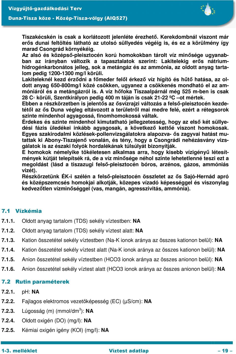 ammónia, az oldott anyag tartalom pedig 1200-1300 mg/l körüli.