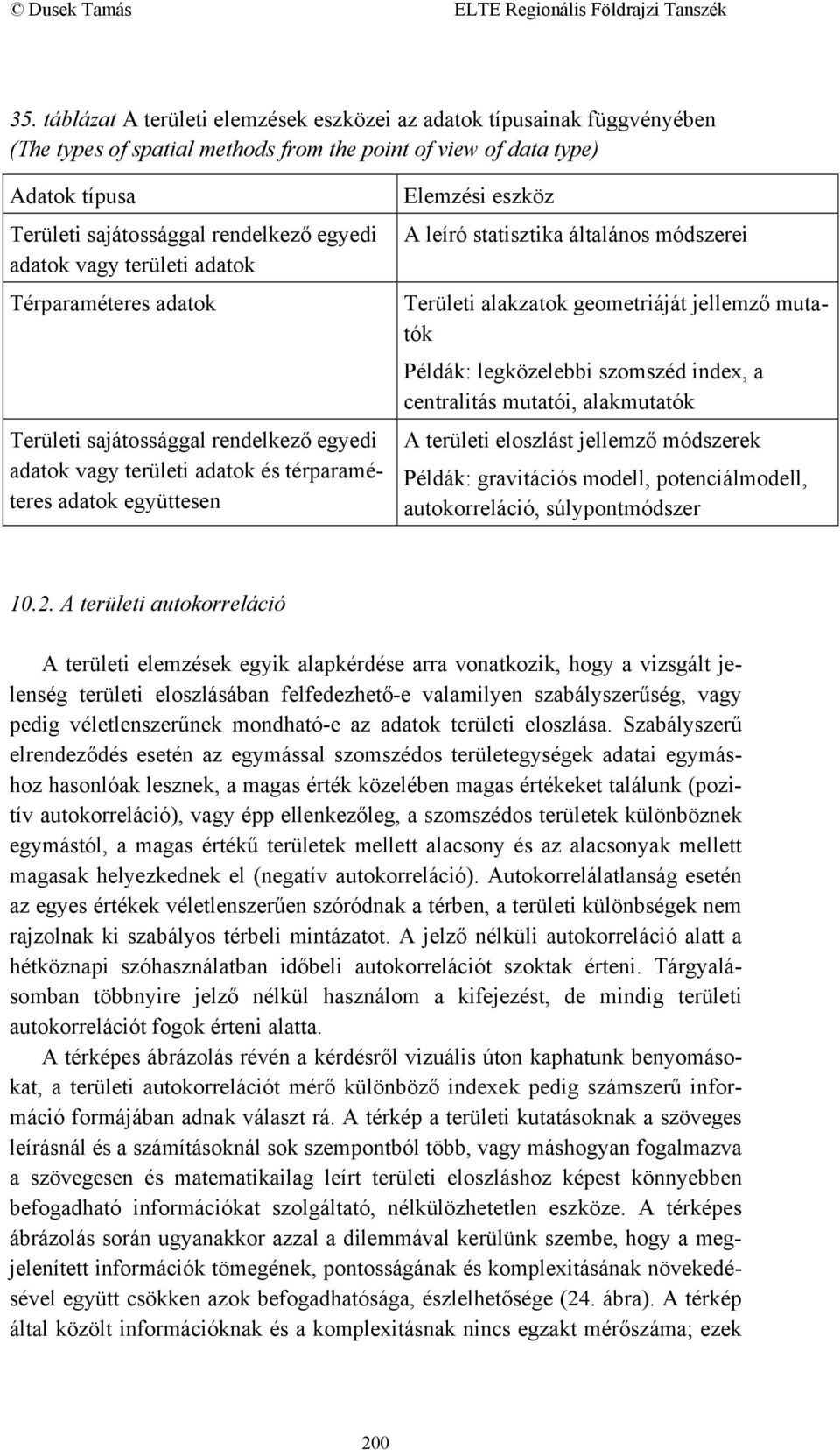 általános módszerei Területi alakzatok geometriáját jellemző mutatók Példák: legközelebbi szomszéd index, a centralitás mutatói, alakmutatók A területi eloszlást jellemző módszerek Példák: