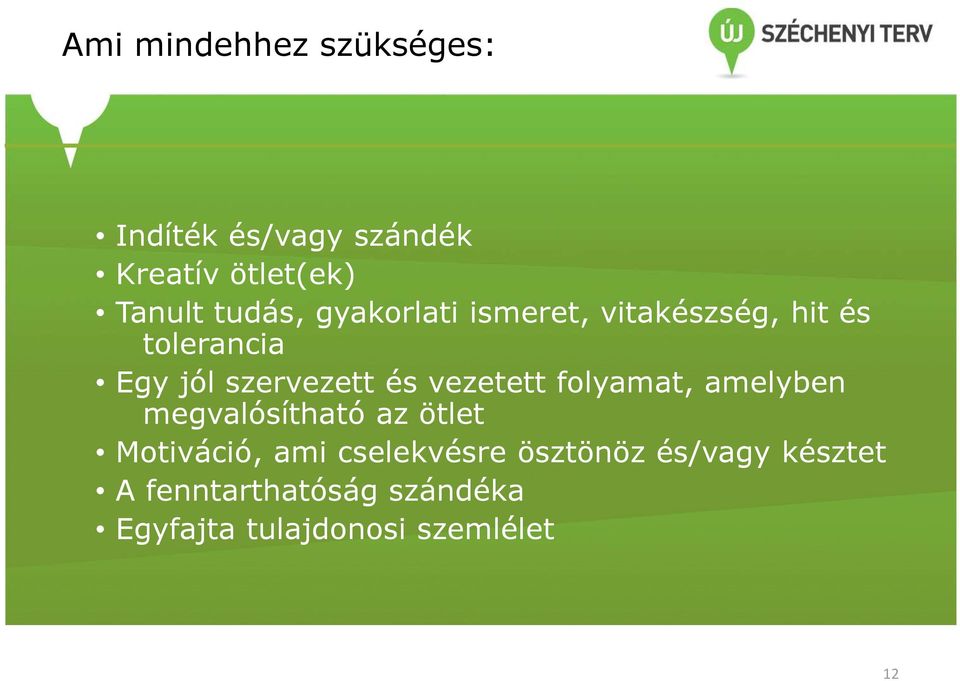 vezetett folyamat, amelyben megvalósítható az ötlet Motiváció, ami cselekvésre