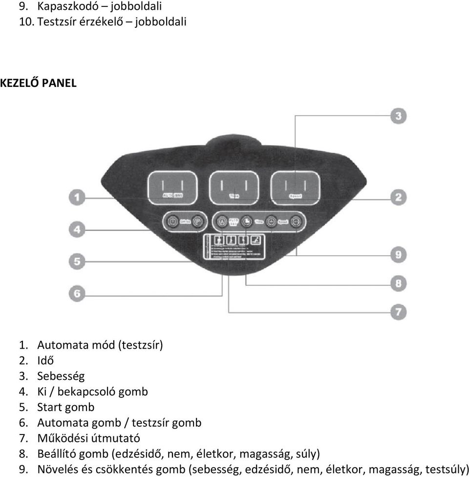 Automata gomb / testzsír gomb 7. Működési útmutató 8.