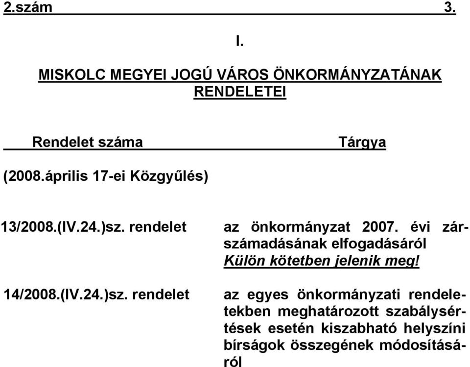 évi zárszámadásának elfogadásáról Külön kötetben jelenik meg!