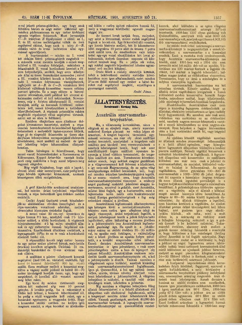 Most bevezetjük G D irányban E főpályánkat s ebből az I., II. és III. számú mellékágakat váltók és ivek segélyével akként, hogy azok a telep A B.